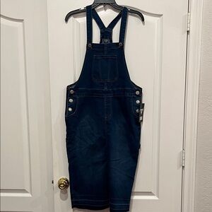 Dark Blue Denim Overall Dress Size Medium- new with tags